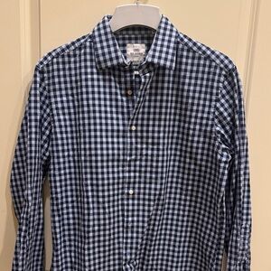 Ben Sherman Men's Navy and Light Blue Gingham Button-Down Shirt